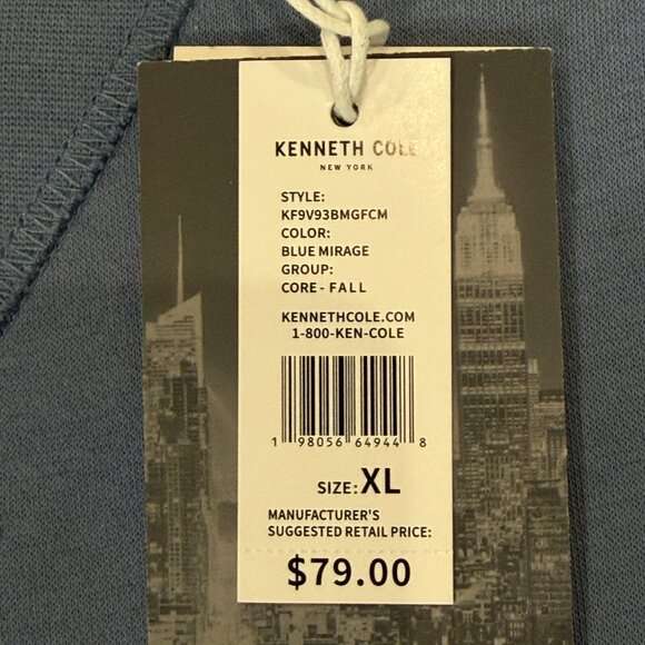 Kenneth Cole Crewneck Sweatshirt Mens XL Blue City Dweller Logo Fleece NWT - Picture 8 of 13
